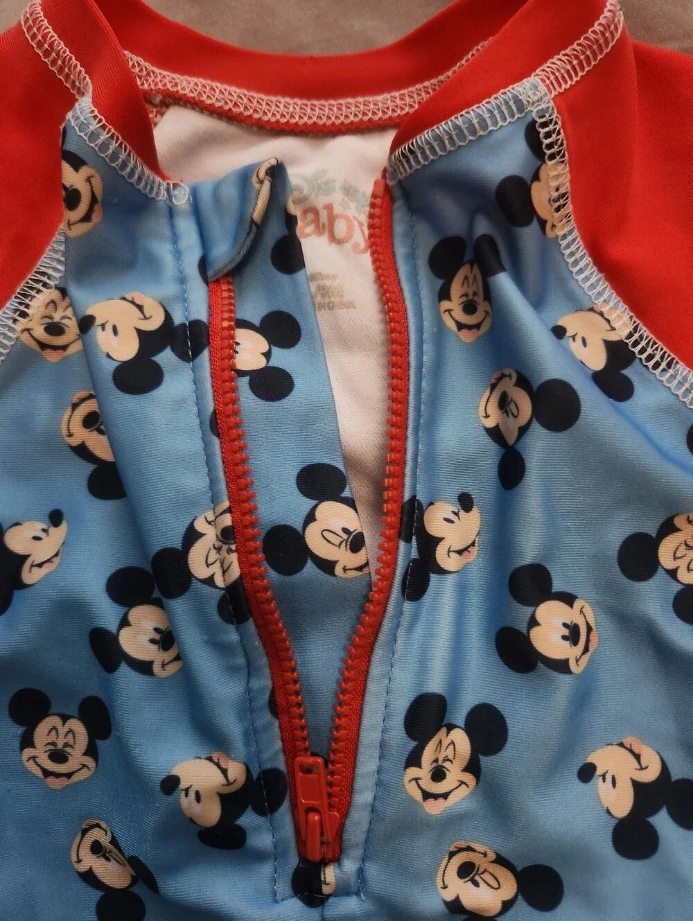 Mickey Swim Suit with Red Sleeves